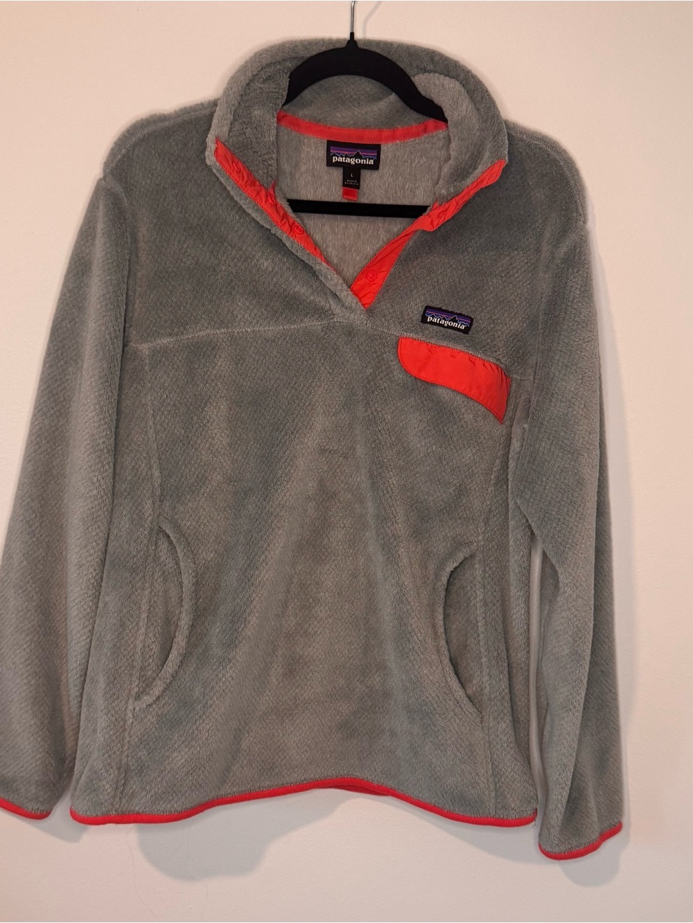 Patagonia Women’s Re-Tool Snap-T Fleece Pullover Gray Coral Size L